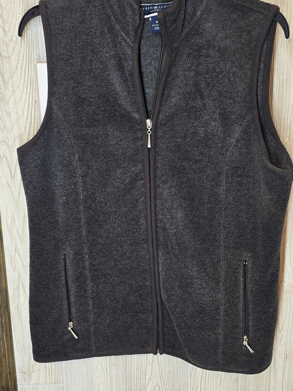 Karen Scott Gray Full-Zip Fleece Vest